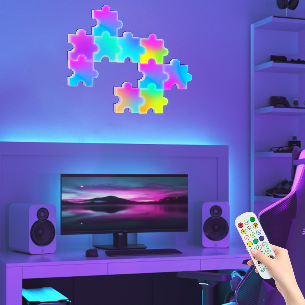6 stk. Puslespil RGBIC væglys - komplet sæt med 6 stk. brikker