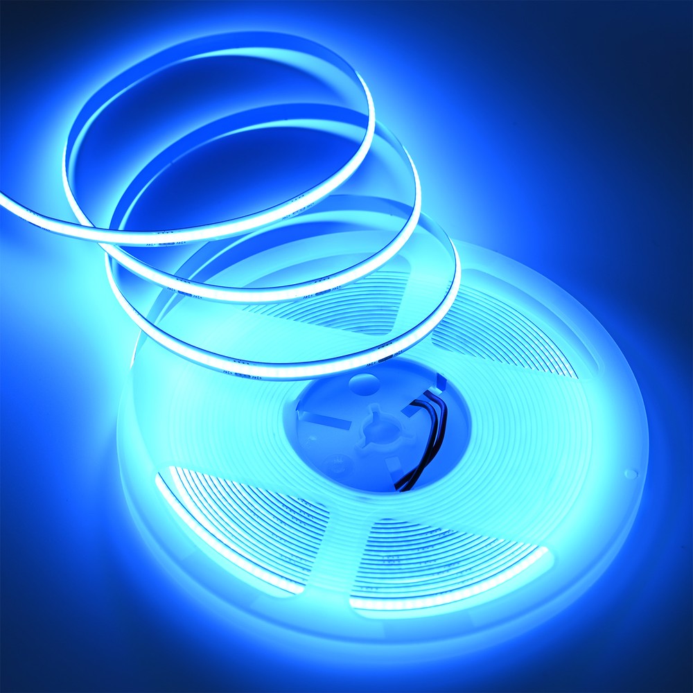 10m 9W/m Lyseblå COB-LED strip - 24V DC, IP20, 320 LED/m