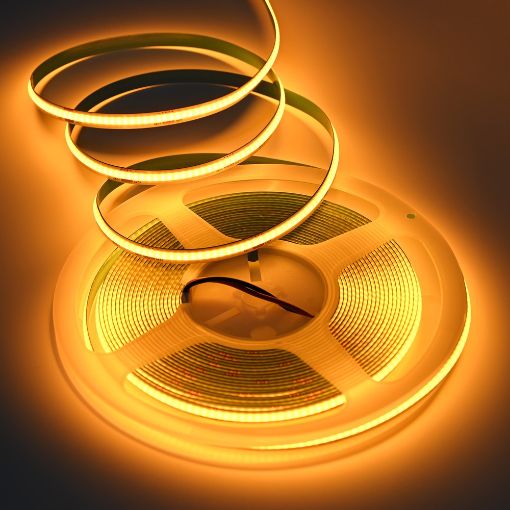 10m 9W/m Gylden gul COB-LED strip - 24V DC, IP20, 320 LED/m