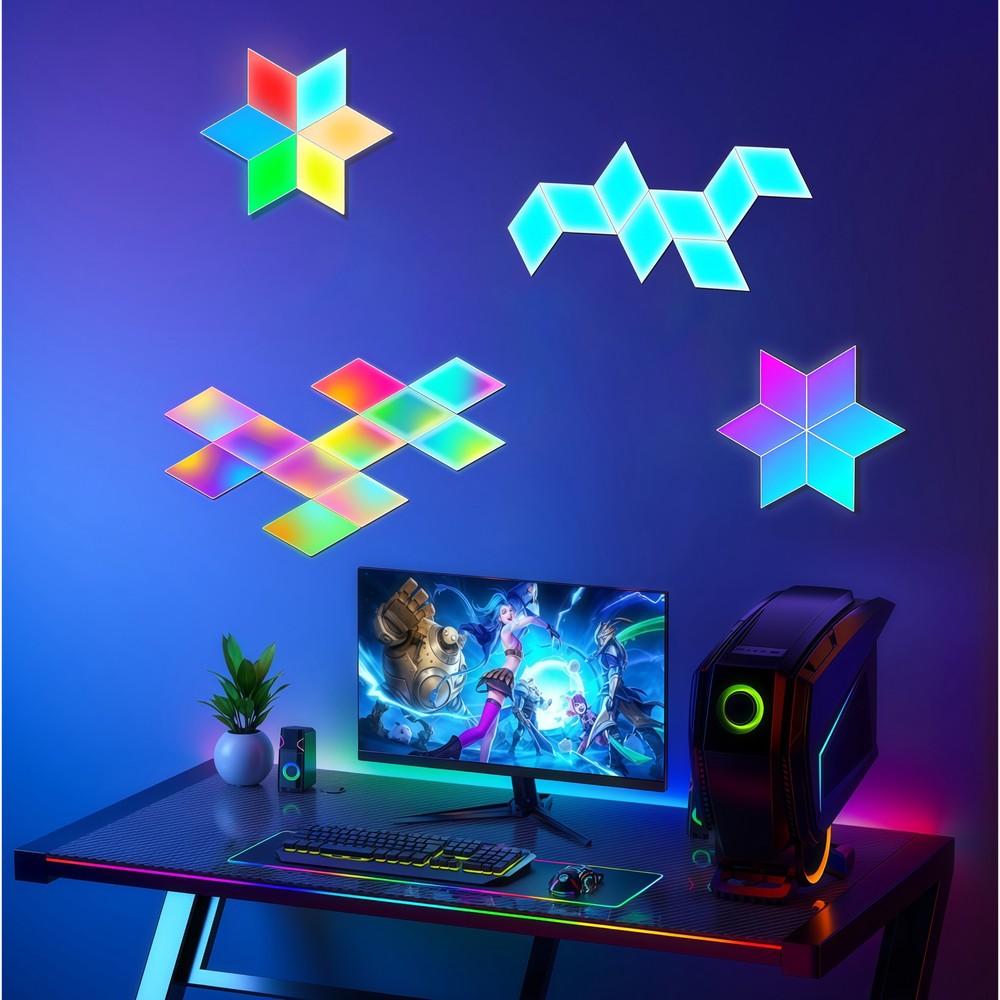 9 stk. RGBIC Diamant Væglys - komplet sæt med 9 stk. plader