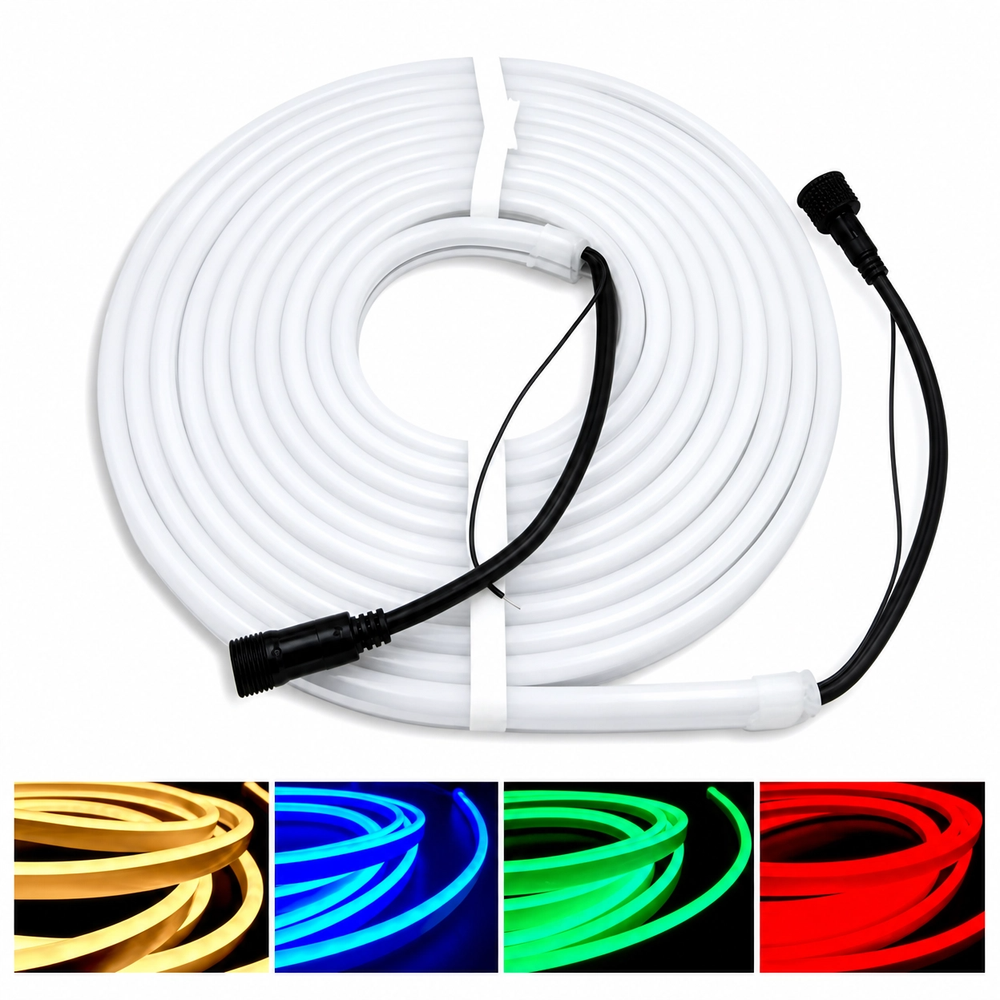 10m RGB+WW Neon fleksibel LED-stripe med 72 LED pr. meter, 24V, kan deles hver 10cm, 16W/m, IP65