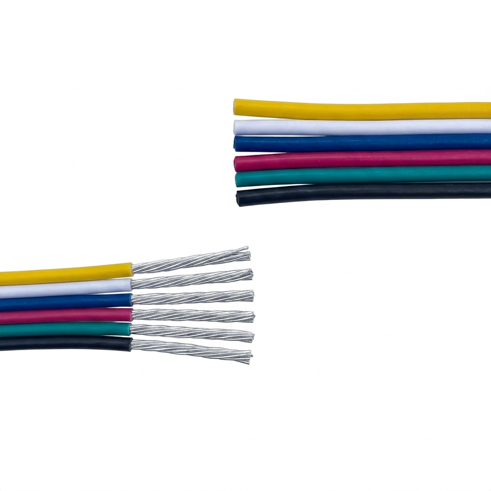 10m 1,2mm ² RGBCCT kabel - 6-ledet (16AWG), 12V-24V til LED strip
