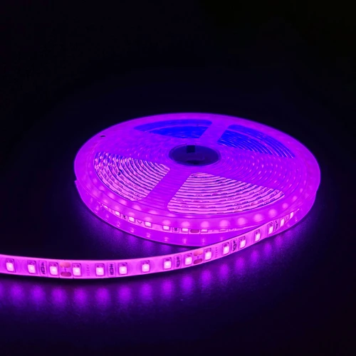 5m 10W/m Pink LED strip - 24V DC, IP65, 120 LED pr. meter