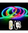 5m RGBIC Neon flex slange, komplet sæt - Vævet reb, Bluetooth App, fjernbetjening, USB