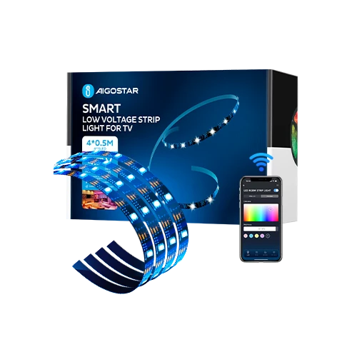 WiFi Smart LED TV bagbelysning - 4x0,5m, 28-knaps controller, 3-tast styringsboks