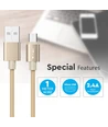 MicroUSB 1m stofkabel - Guld, microUSB til USB-A