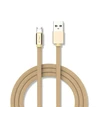 MicroUSB kabel 1m messingfarvet - Bomuldsstof, MicroUSB til USB-A