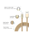 MicroUSB kabel 1m messingfarvet - Bomuldsstof, MicroUSB til USB-A