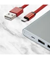 MicroUSB kabel 1m rød - Bomuldsstof, MicroUSB til USB-A