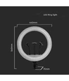 LED Ring light med stativ - 55W, Ø44cm, 3 telefonholdere, fjernbetjening, 3200K-5800K