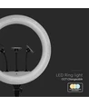 LED Ring light med stativ - 55W, Ø44cm, 3 telefonholdere, fjernbetjening, 3200K-5800K