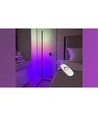20 Watt hjørnelampe med RGB lys - Sort, 140cm høj, styres med medfølgende fjernbetjening