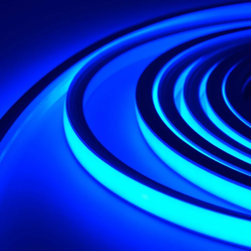 5m AnyCut Neon Flex 10x10 Blå LED strip - 8W/m, 12V, Ingen klippeafstand