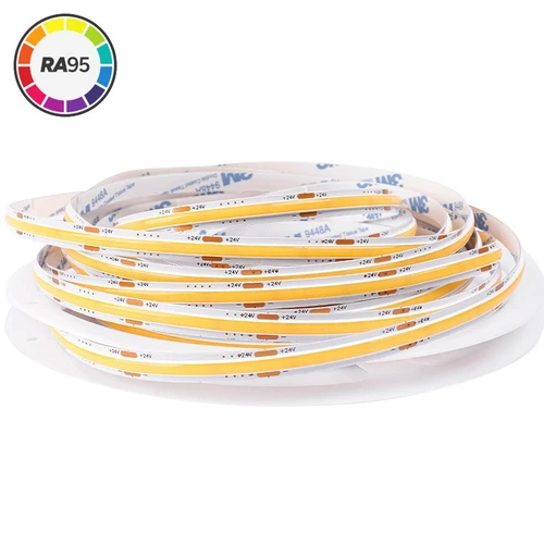 5m 6,5W/m 4000K RA95 Dot-free COB-LED strip - IP20, 320 LED pr. meter, 24V, COB LED