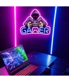 Gamer neon skilt med LED lys - Stor model 39x33 cm, perfekt til gaming værelse