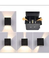 6W CUBIC RGB+CCT væglampe - IP65, Tuya Smart, WiFi, sort, firkantet, op/ned, justerbar, inde / ude, inkl. lyskilde