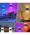 6W CUBIC RGB+CCT væglampe - IP65, Tuya Smart, WiFi, sort, firkantet, op/ned, justerbar, inde / ude, inkl. lyskilde