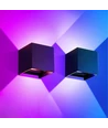 6W CUBIC RGB+CCT væglampe - IP65, Tuya Smart, WiFi, sort, firkantet, op/ned, justerbar, inde / ude, inkl. lyskilde