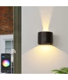 6W Væglampe - IP65, Rund, RGB + CCT Tuya, Sort, Op/ned, Justerbar, Inde / ude, Inkl. lyskilde