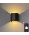 6W Væglampe - IP65, Rund, RGB + CCT Tuya, Sort, Op/ned, Justerbar, Inde / ude, Inkl. lyskilde