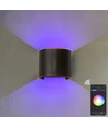 6W Væglampe - IP65, Rund, RGB + CCT Tuya, Sort, Op/ned, Justerbar, Inde / ude, Inkl. lyskilde