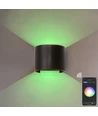 6W Væglampe - IP65, Rund, RGB + CCT Tuya, Sort, Op/ned, Justerbar, Inde / ude, Inkl. lyskilde