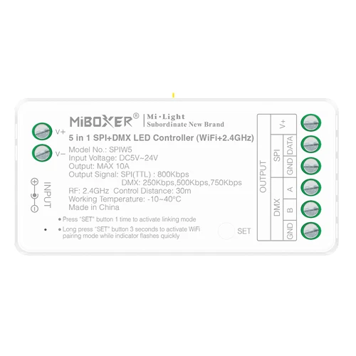 5i1 løbelys DMX+SPI+WIFI strip controller - RF, 12V/24V, RGB+CCT