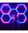 Hexagon RGBIC 4 felter komplet sæt - 64W. inklusiv bluetooth controller og strømforsyning