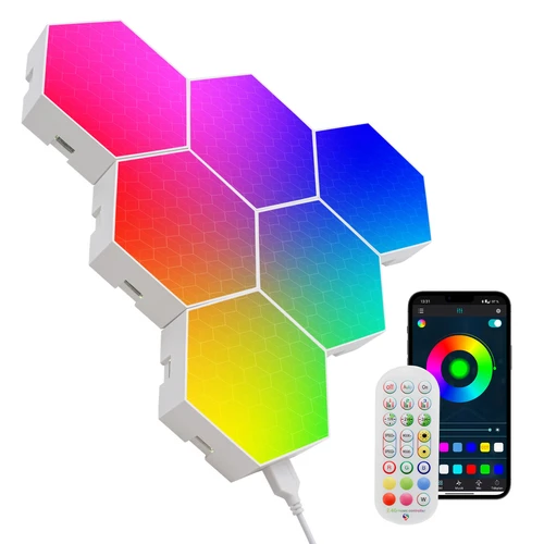 10 stk. RGBIC Hexagon Væglys - Sæt