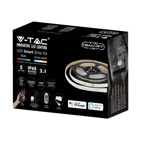90 LED Strip Sæt - IP65 Striplys, kompatibel med Alexa, Google Home, RGB+3in1, EU-stik