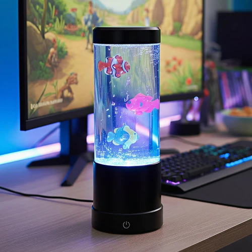 Fiskelampe RGB 30cm høj - Ø11 cm, perfekt til børn og barnlige sjæle