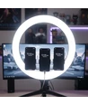 LED Ring light med stativ - 55W, Ø44cm, 3 telefonholdere, fjernbetjening, 3200K-5800K