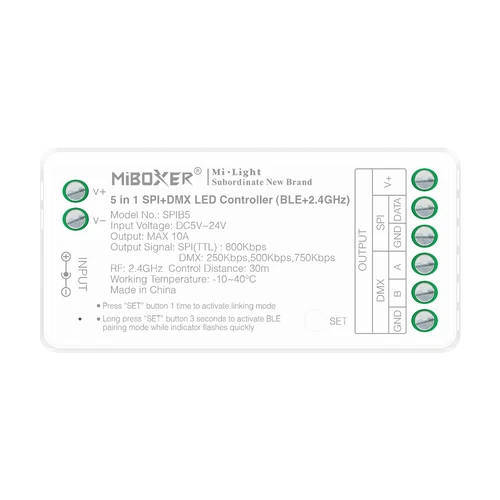 5i1 løbelys Bluetooth+DMX strip controller - RF, 12V/24V, RGB+CCT