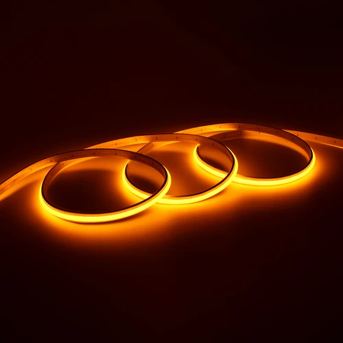 5m 9W/m Gul Dot-free COB-LED strip - IP20, 240 LED pr. meter, 24V, COB LED