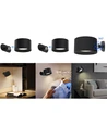4,5W Genopladelig væglampe CCT - IP20, Rund, Mat sort, 360° roterbar, inkl. lyskilde og fjernbetjening
