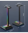 RGB headset holder - 24cm høj, 2x USB output