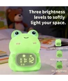 MOCHI Frø natlampe med ur i blød silikone - genopladelig, farveskift + varm hvid