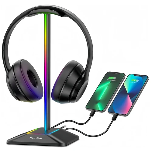 RGB headset holder - 24cm høj, 2x USB output