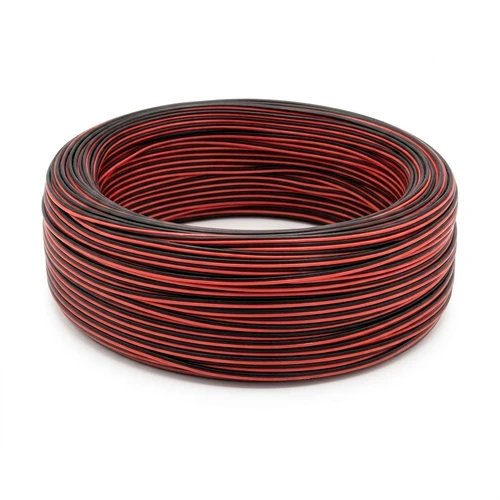 100m 1,2mm² kabel rød/sort - 2-ledet (16AWG), 12V-24V, til LED strip