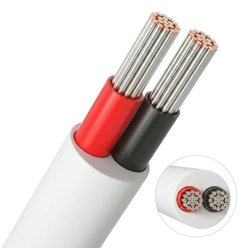 20m Kabel rød/sort, hvid rund - 2x0,35mm², 12V-24V, til LED strip