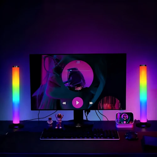 2 stk. ambient gamer bordlamper - RGB løbelys, 360° effekt, 42 cm