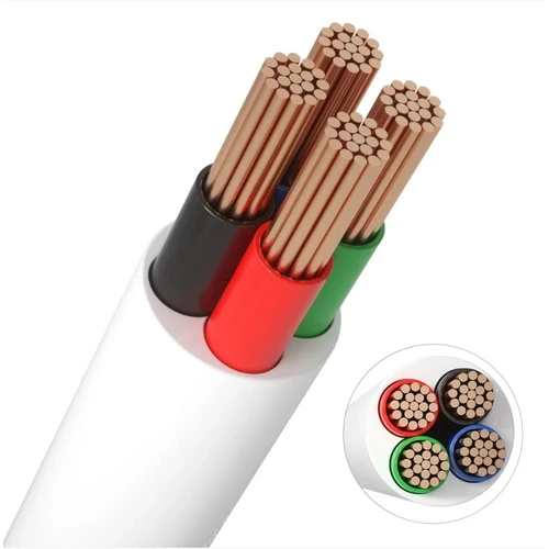 12-24V RGB kabel, hvid rund - 4 x 0,5 mm2, metervare, min. 5 meter