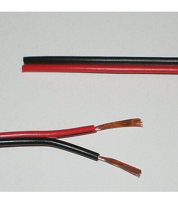 Rød og sort 2x0,5mm2 ledning til montering og forlængelse af LED strips.