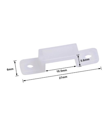 Mål og dimensioner på silikone monteringsklips til LED strips.