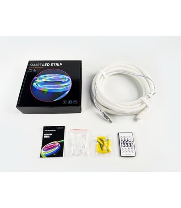 Komplet RGBIC neon flex sæt inklusiv controller og USB-tilslutning.